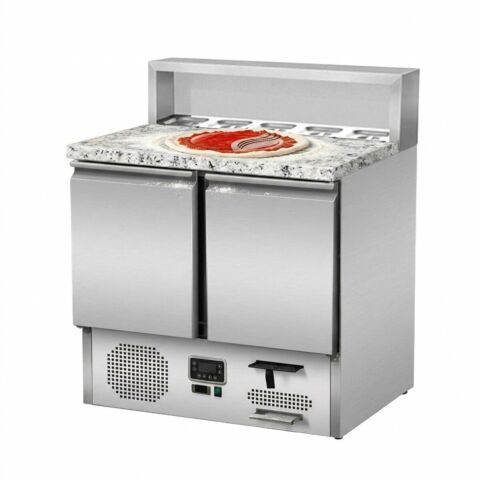 Skyrainbow Pizzasaladette 2-türig, Granitarbeitsfläche, 5× GN1/6, Breite 900 mm