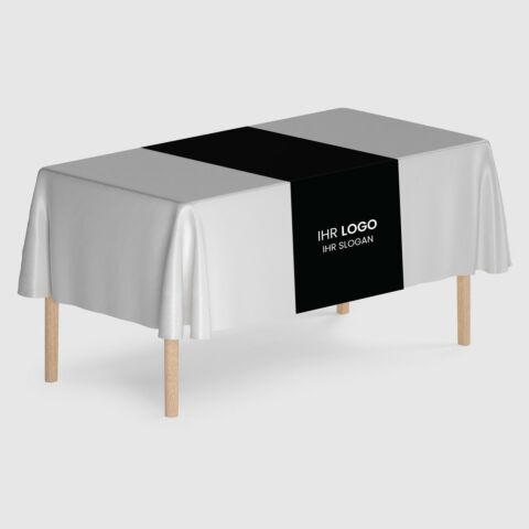 Tischläufer VTS-300 Schwarz mit Logo, 200x60cm