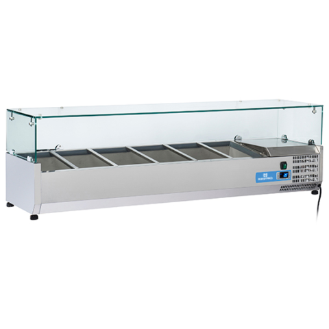 MASTRO Kühlaufsatzvitrine 5x GN 1/3 + 1x GN 1/2, Breite 1500mm