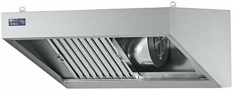 CHROMOnorn Wandhaube mit Ventilator und LED-Einbaubeleuchtung 1400x900x450mm
