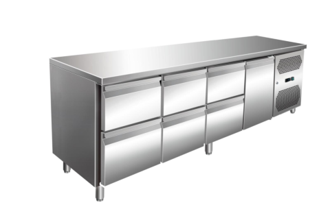 Kühltisch KT-VIP mit 3x 2 Schubladen und 1 Tür , 2.230x700x860 mm