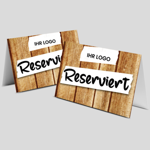 Reserviert-Tischschild Wood-Motiv mit Logo (250 Stk.)