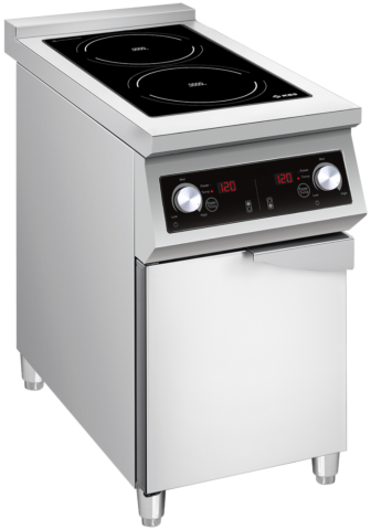 Induktionsherd 2 Kochzonen à 5 kW mit Flügeltür 