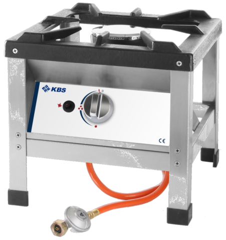 Mobiler Gas Hockerkocher Edelstahl 425 mm 6 kW, Tischgerät