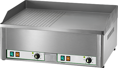 KBS Elektro-Grillplatte 6kW 2 Heizzonen 1/2 glatt + 1/2 gerillt