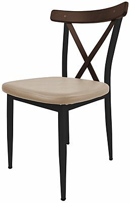 Cafe Stuhl Charlie G200, Gestell schwarz, Sitz Beige, Rücken braun-Gastro-Germany