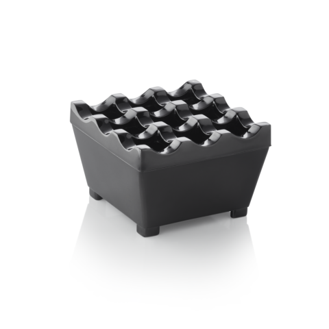 Windaschenbecher, 7,5 x 7,5 x 4,5 cm, schwarz verchromt, Zinkguss