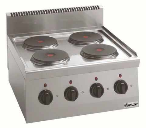 Bartscher 4 Platten Elektroherd, Breite 600mm, Tiefe 600mm, 8kW, 400V-Gastro-Germany