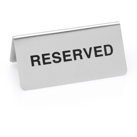 Hinweisschild "Reserved" Set, 10 x 5 x 5 cm, Set á 12 Stück, Chromnickelstahl