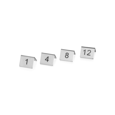 Tischnummernschild Set 1-12, 5 x 5 x 5,5 cm, 12-teilig, Chromnickelstahl