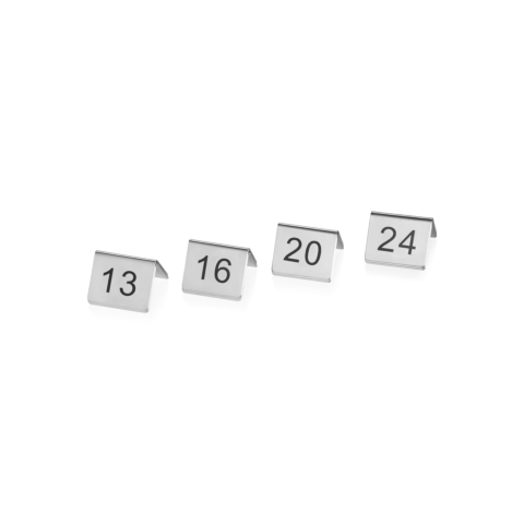 Tischnummernschild Set 13-24, 5 x 5 x 5,5 cm, 12-teilig, Chromnickelstahl