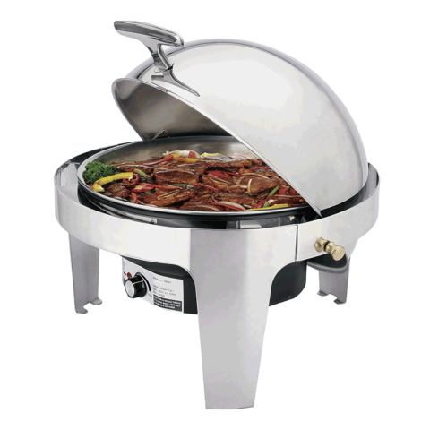 Elektro Chafing Dish mit Roll Top Deckel, 6,8 ltr., Ø 39,5 cm, Chromnickelstahl-Gastro-Germany