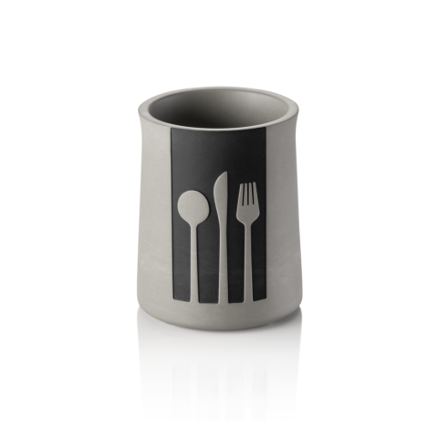 Besteckbehälter Nero, Ø 11 cm, Höhe 14,5 cm, schwarz, Beton, Ethylenvinylacetat