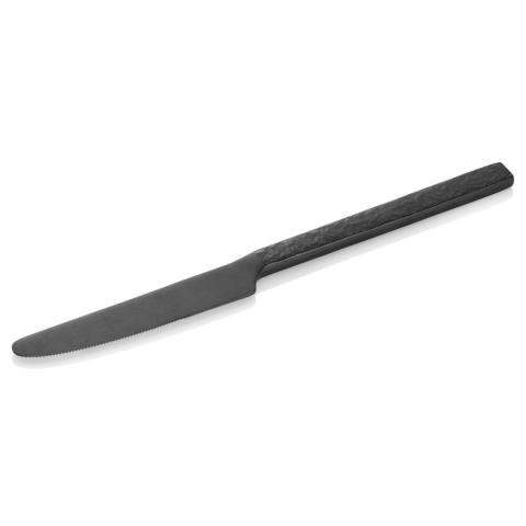 Menümesser Set SLATE, 22,5 cm, mit schwarzer PVD Beschichtung, Oberfläche in Schiefer-Optik, Set á 12 Stück, Chromstahl 13/0