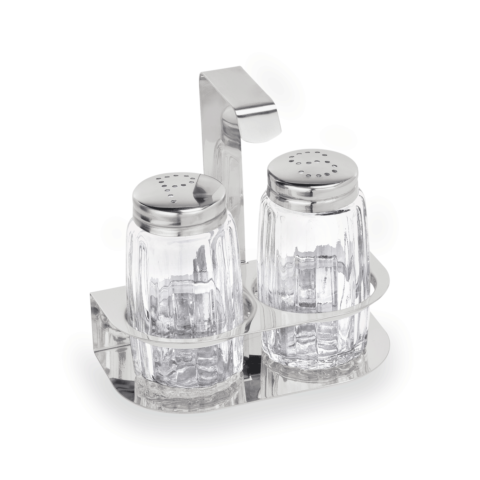 Menage 2-teilig Salz & Pfeffer, Höhe 10,5 cm, Edelstahl, Glas