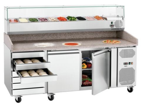 BARTSCHER Pizzakühltisch G-S7T2, 7 Schubladen, 2 Türen GN1/1 mit Kühlaufsatz