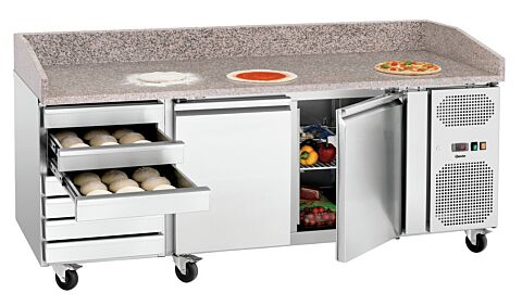 BARTSCHER Pizzakühltisch G-S7T2, 7 Schubladen, 2 Türen 60x40cm, Breite 2015mm