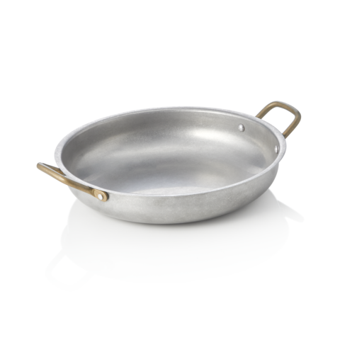 Servierpfanne STEEL & STYLE VINTAGE, mit 2 Messinggriffen, Ø 23 cm, 1 Liter, Chromnickelstahl