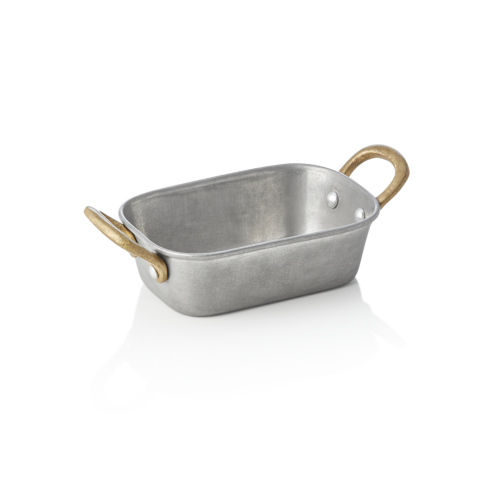 Servierpfanne STEEL & STYLE VINTAGE, mit 2 Messinggriffen, 13 x 8,5 x 3,5 cm, 230 ml, Chromnickelstahl