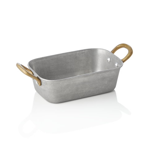 Servierpfanne STEEL & STYLE VINTAGE, mit 2 Messinggriffen, 15 x 9,5 x 4,5 cm, 370 ml, Chromnickelstahl