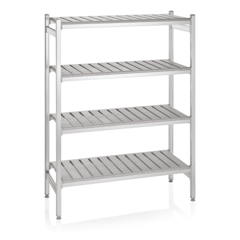 Lagerregal System, Klick-System, 126,5 x 54 x 170 cm, Aluminium/Polyethylen