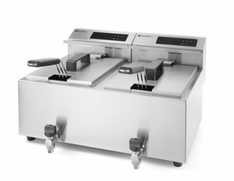 HENDI Fritteuse Profi Line digital mit Ablasshahn 2 x 8 l