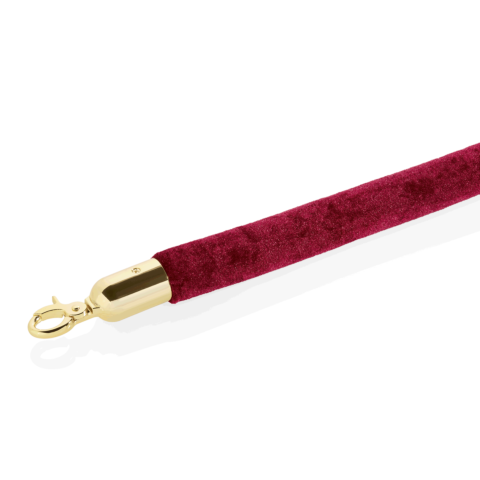 Verbindungstau CLASSIC, Ø 3,2 cm, 1,5 m, burgunderrot, Velours, goldfarben, Edelstahl