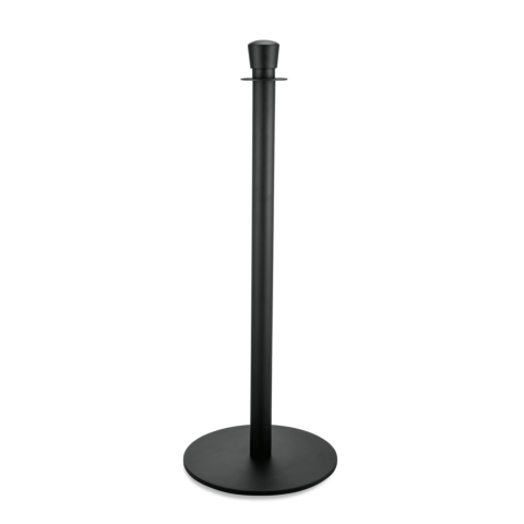 Abgrenzungspfosten Zylinder Set CLASSIC, mit flachem Fuß, schwarz pulverbeschichtet, Set á 2 Stück, Edelstahl