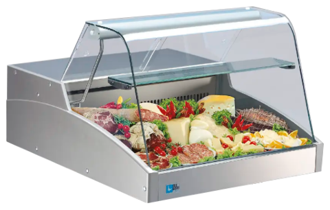 Mehrzweck-Kühlvitrine Super 750 C mit gebogenem Glasaufbau