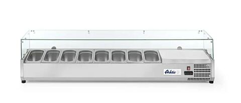 Arktic Aufsatz-Kühlvitrine GN 1/4 Edelstahl mit Spuckschutz, Tischgerät 180 W