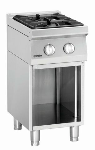 Bartscher 2 Flammen Gasherd, Breite 400mm, Tiefe 700mm, 9.1kW-Gastro-Germany