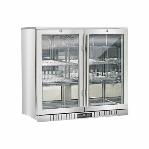 Bar Display Cooler Edelstahl 2 Flügeltüren, 198 Liter, 900 mm, 0.13 kW
