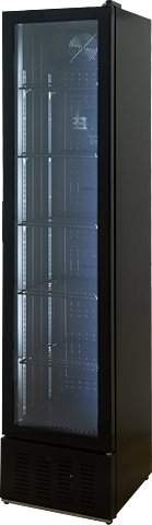 Glastürkühlschrank KBS 316 G Slim schwarz 405 mm, 0,15 kW