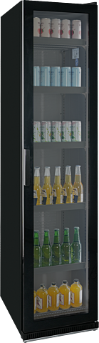 Glastürkühlschrank KBS 327 G Slim schwarz 450 mm, 0,18 kW