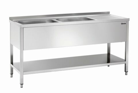 Spüle 700, B 1600, 2 Becken LI,1600x700x850 mm-Gastro-Germany