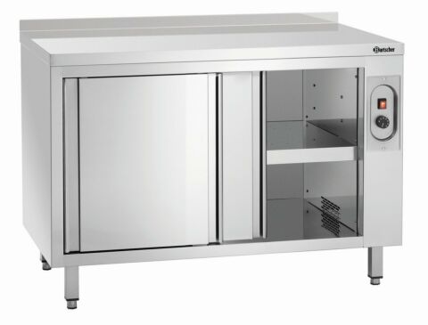 Wärmeschrank mit Schiebetüren und Zwischenboden, B1200mm, mit Aufkantung-Gastro-Germany