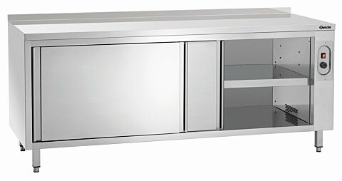 Wärmeschrank mit Schiebetüren und Zwischenboden, Breite 2000 mit Aufkantung-Gastro-Germany