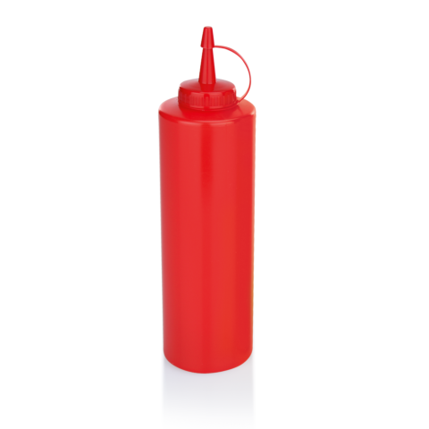 Quetschflasche Set, Ø 7 cm, 0,7 Liter, rot, Set á 6 Stück, Polyethylen