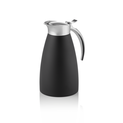 Isolierkanne, 0,6 Liter, Ø 10,5 cm, Höhe 19,5 cm, schwarz, Chromnickelstahl 18/8