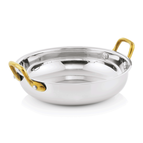 Servierpfanne, 0,9 Liter, Ø 18 cm, Messing, Chromnickelstahl