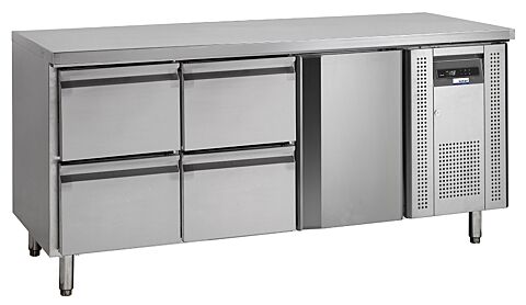 COOL-LINE Kühltisch KTM3, 4 Schubladen 1/2GN, 1 Tür, 1795x700x860mm