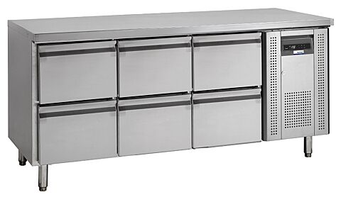 COOL-LINE Kühltisch KTM3, 6 Schubladen 1/2GN, 1795x700x860mm