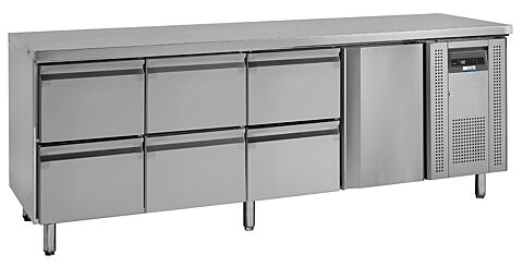 COOL-LINE Kühltisch KTM4, 1 Türen, 6 Schubladen GN1/2 , 2230x700x860mm