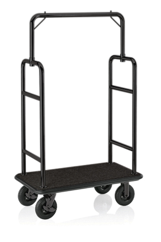 Gepäckwagen TRANSIT Hotel Breite 1120 mm schwarz mit Garderobenstange
