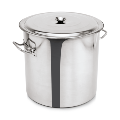 Abfallbehälter mit Deckel, Ø 42 cm, 47,5 Liter, Chromnickelstahl