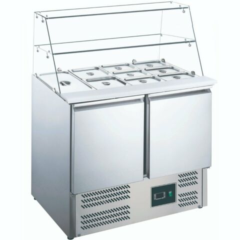 SARO Saladette ES900G mit Glasaufsatz, Breite 903mm, 2 Türen