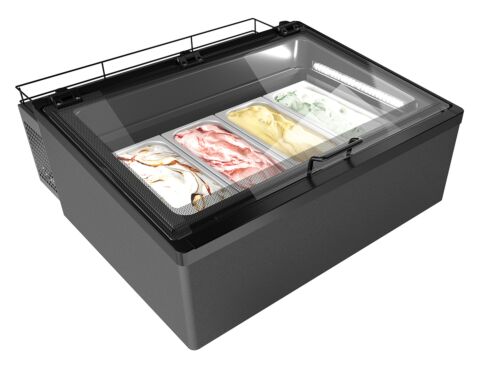 NORDCAP Auftisch-Eisvitrine MINI CREAM 4V LED GRAU