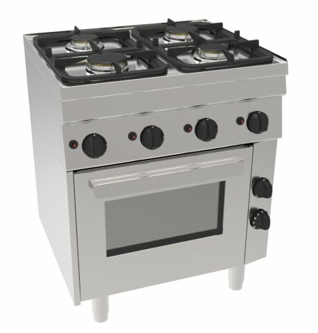 NordCap Gasherd GH6 / 4FLUBO, 4 Brenner 13,2kW, Elektrobratofen 2,5kW