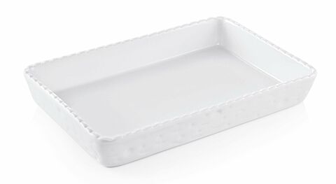Porzellan Auflauf Backform, 40 x 25 x 5,5 cm, weiss