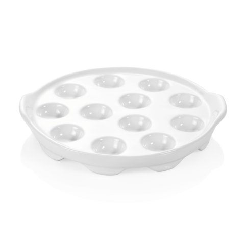 Schneckenpfanne Set, mit Lappengriffen, für 12 Schnecken, Ø 20 cm, Set á 6 Stück, Porzellan